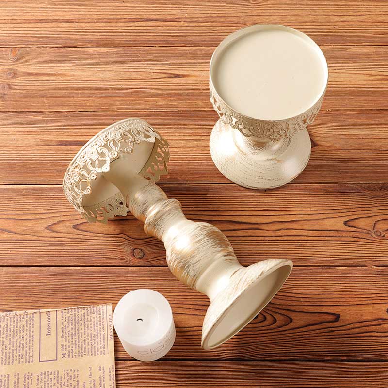 Vintage Detachable Baluster-shaped Base Birdcage Iron Candle Holder， Perched Bird Color:Golden;Size:10.5*10.5*29.5cm 3