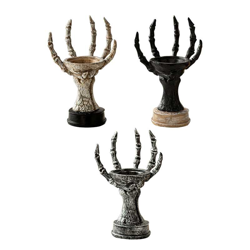 Halloween Skeleton Hand Resin Candlestick Holder