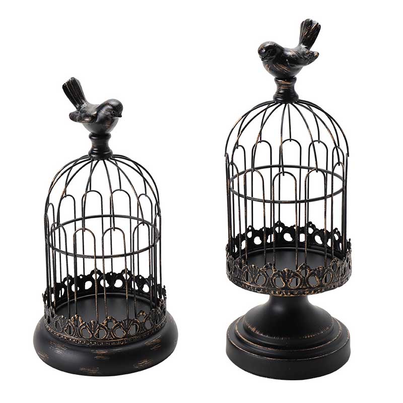 Vintage Distressed Iron Birdcage Candle Holder (Large/Small)