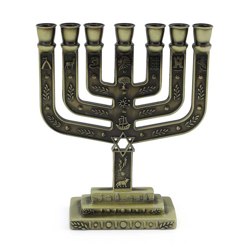 Jewish 7 branches candelabra,Multi color available Bronze