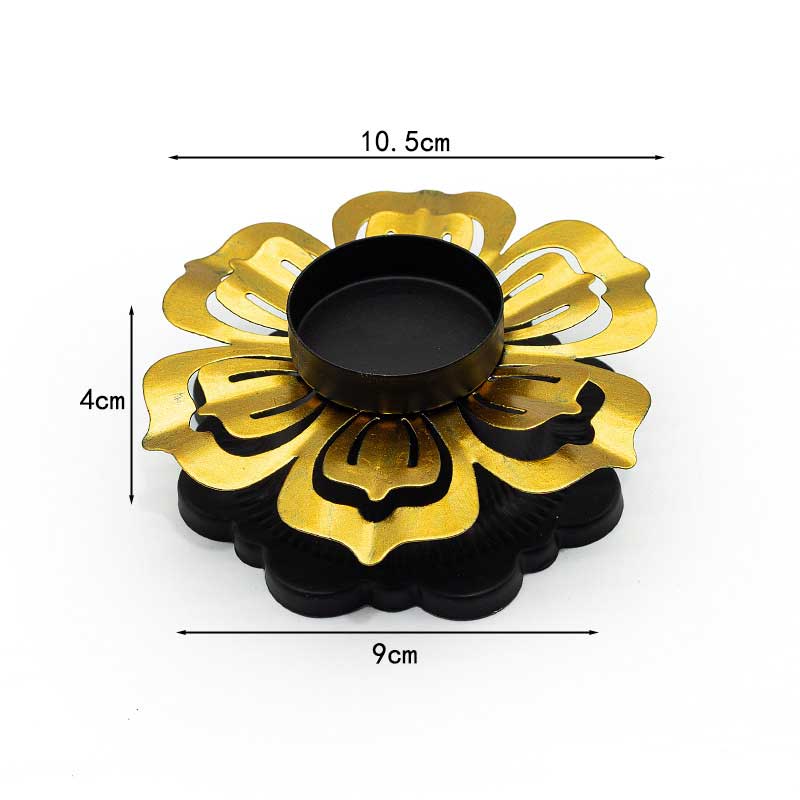 Golden Wrought Iron Petal Candle Holders Black2