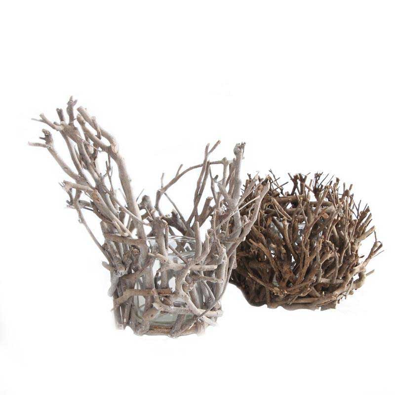 Natural Twig Handcrafted Glass Candle Holder