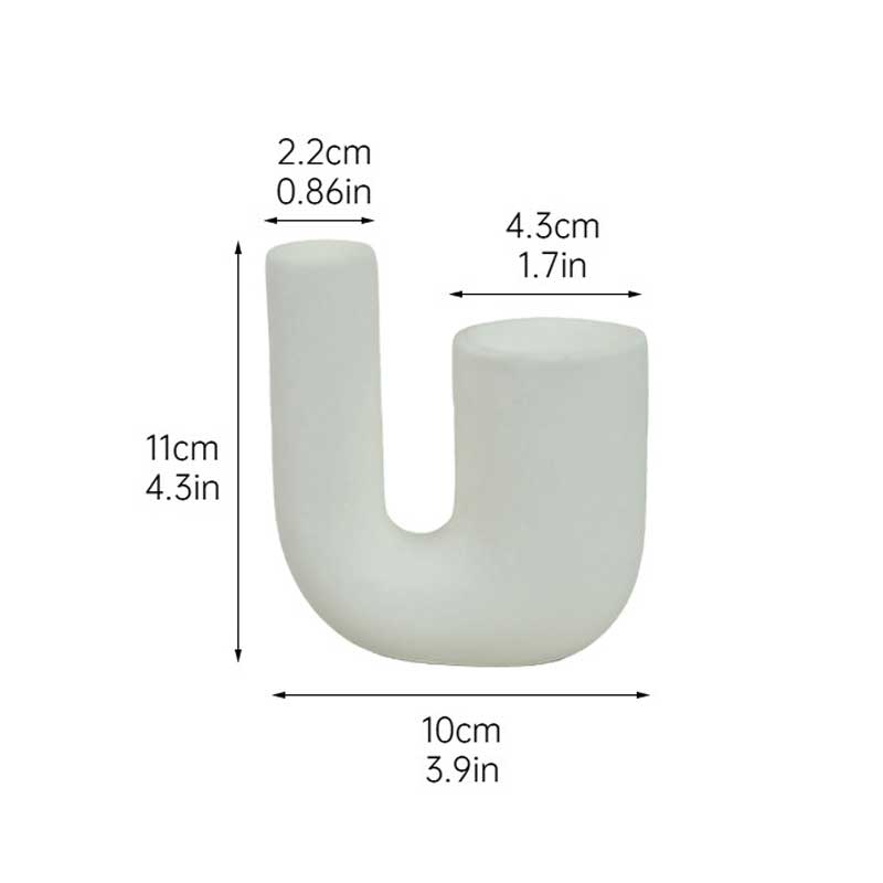 U-Shaped Modern Ceramic Candlestick Holder White