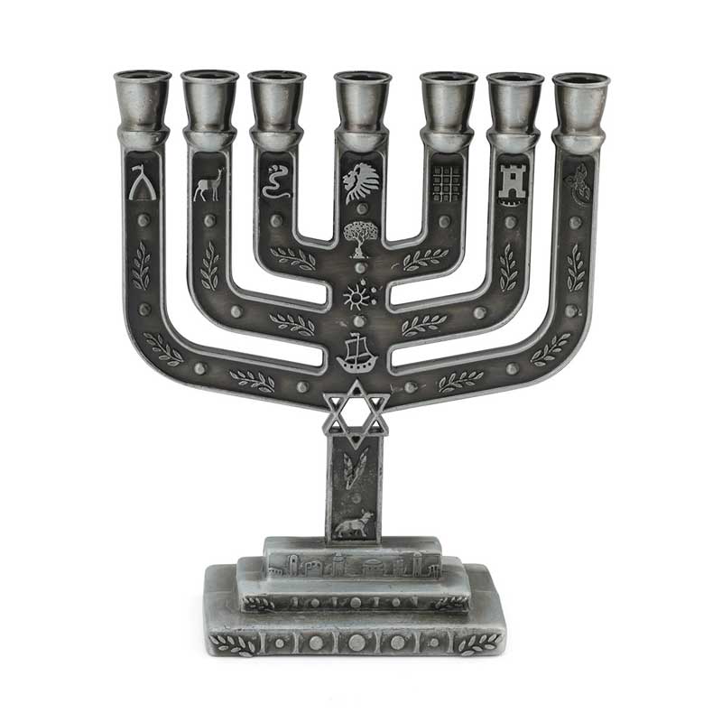 Jewish 7 branches candelabra,Multi color available Pewter