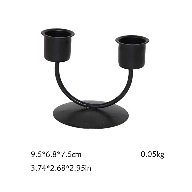 U-Shaped & Y-Shaped Dual Head Iron Candlestick Holder Color:Black-9.5*6.8cm