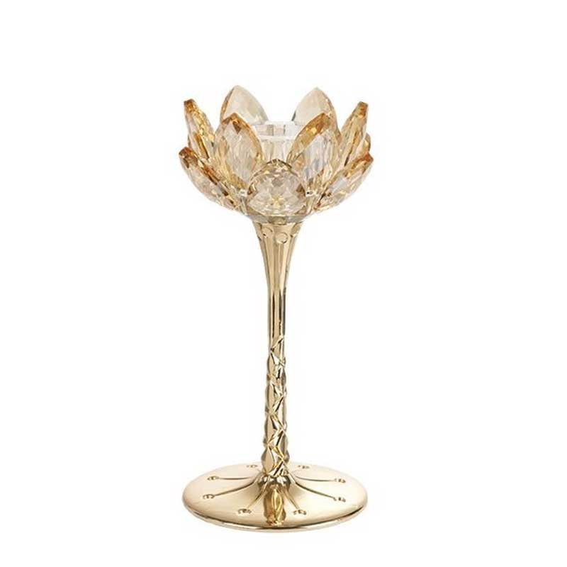 European Crystal Lotus Glass Candlestick Holder
