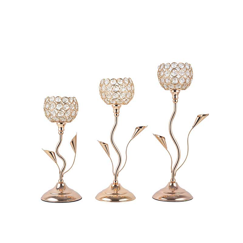 European Romantic Floral Vine Crystal Candlestick Holder (Set of 3)