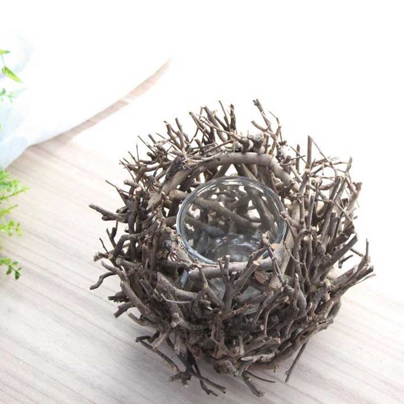 Natural Twig Handcrafted Glass Candle Holder Color:Twig 2
