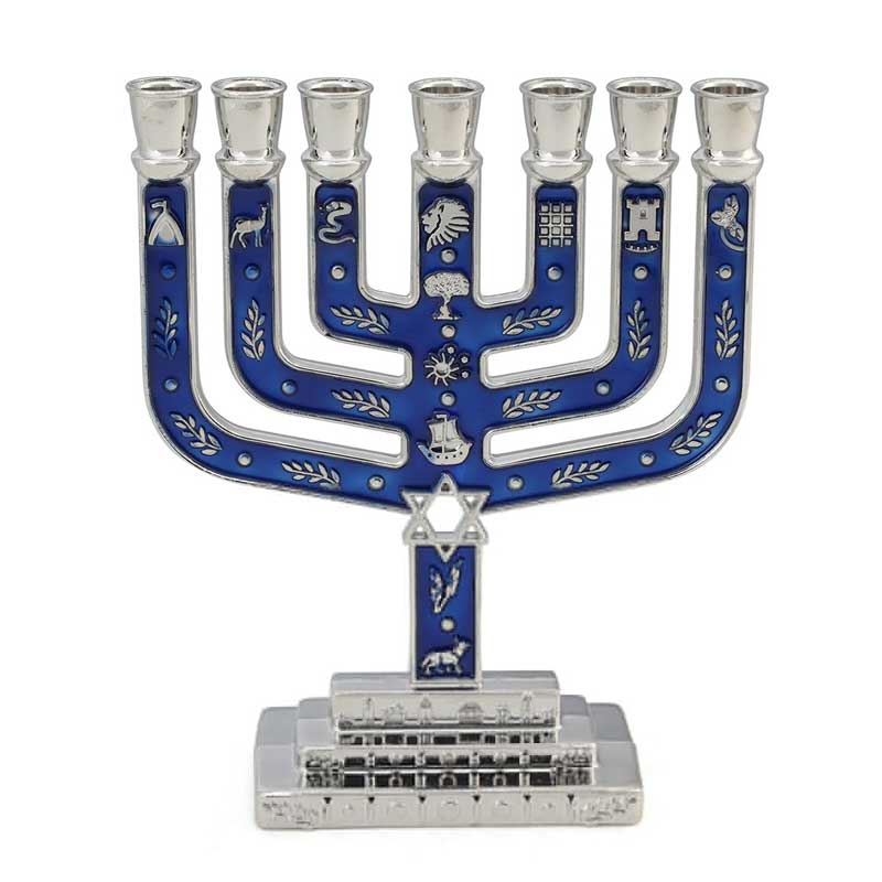 Jewish 7 branches candelabra,Multi color available Color:Nickel  Purple
