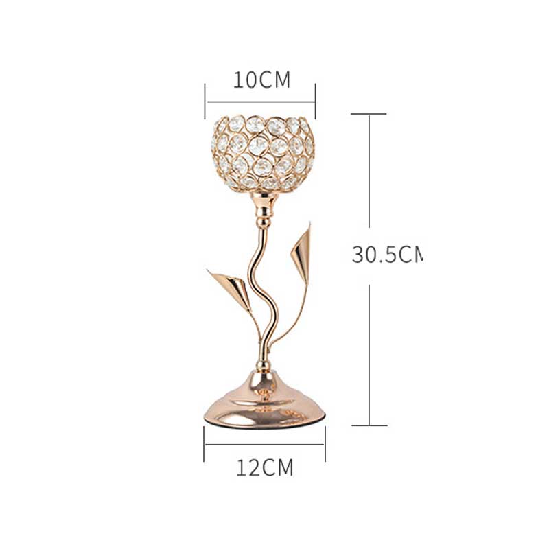 European Romantic Floral Vine Crystal Candlestick Holder (Set of 3) 12*30.5cm
