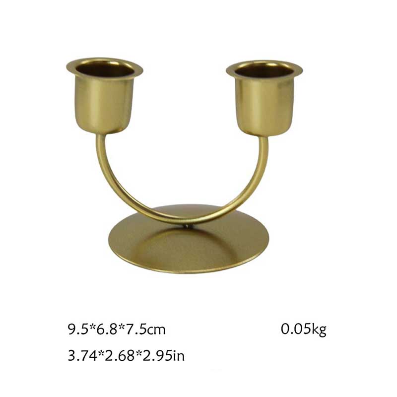 U-Shaped & Y-Shaped Dual Head Iron Candlestick Holder Color:Golden-9.5*6.8cm