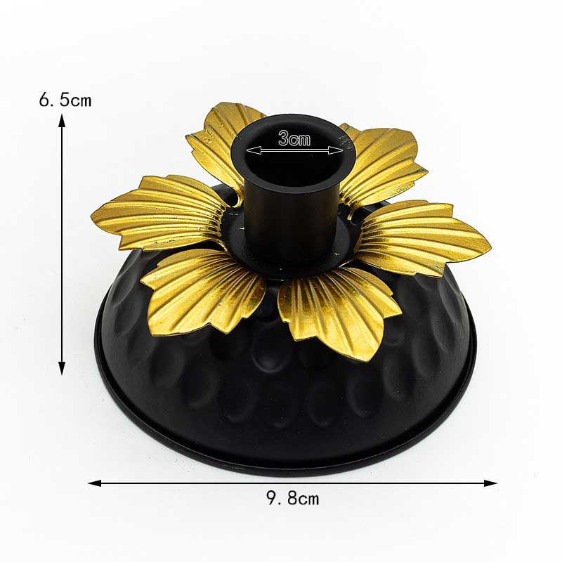 Golden Wrought Iron Petal Candle Holders Black1