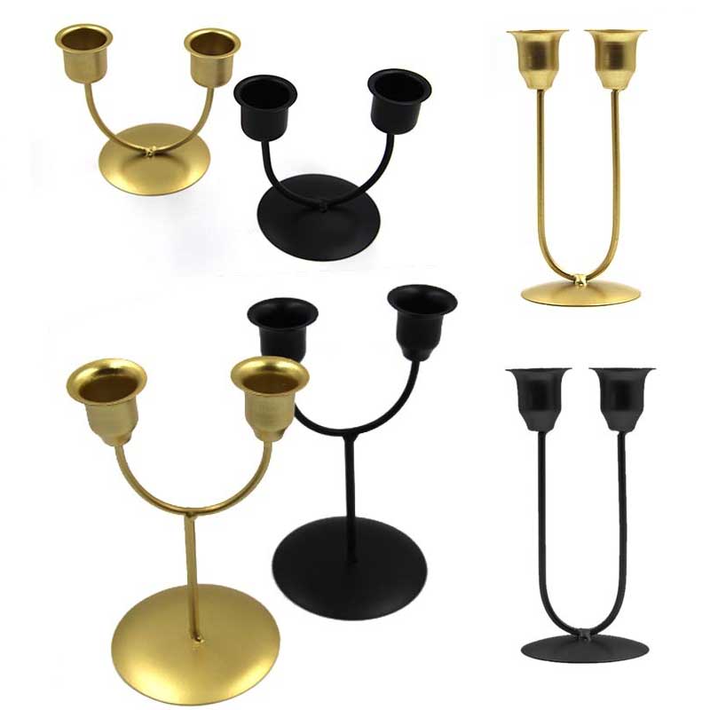 U-Shaped & Y-Shaped Dual Head Iron Candlestick Holder