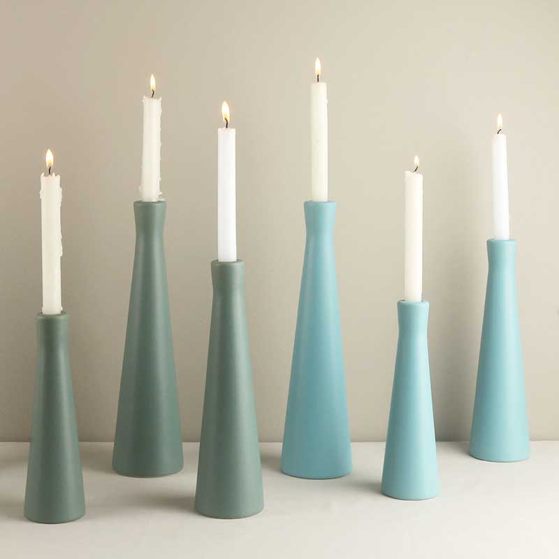 Minimalist Matte Ceramic Candlestick Holder Color:Matte mint green 1