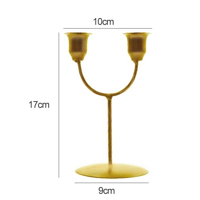 U-Shaped & Y-Shaped Dual Head Iron Candlestick Holder Golden-9*17cm