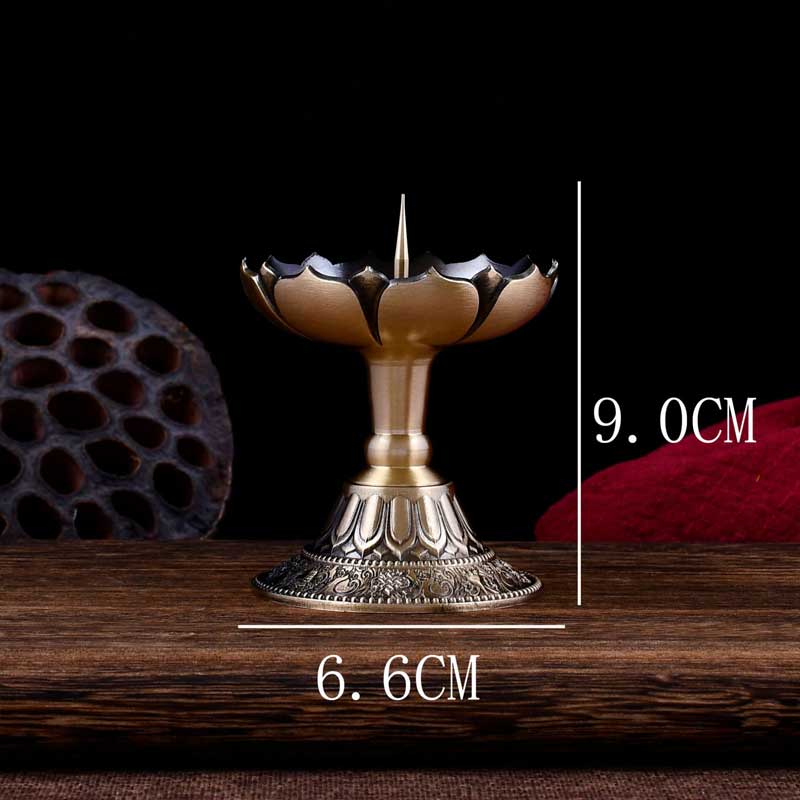 Vintage Lotus Brass Candlestick Holder With Spike 6.6*9.0cm