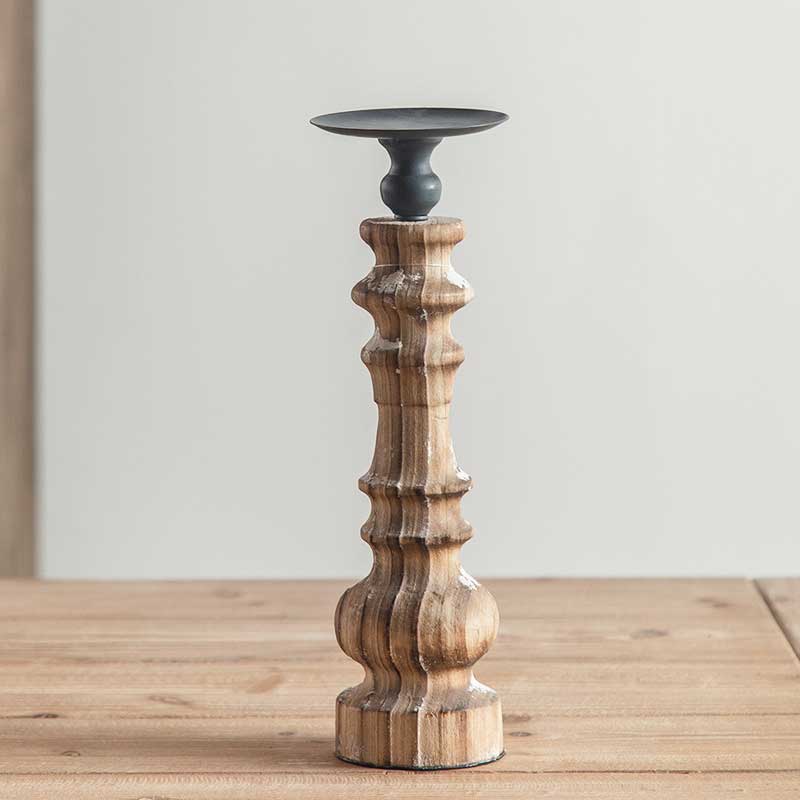 carved Spindle wooden Pillar Candle Holder Size:10.5*33.5cm 4
