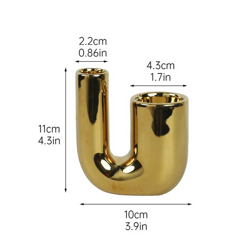 U-Shaped Modern Ceramic Candlestick Holder Golden