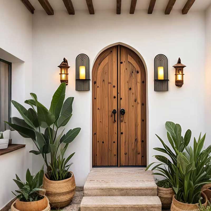 Arc-Stripes Solid Wood Candle Sconce Candle Holder Color:Black 2