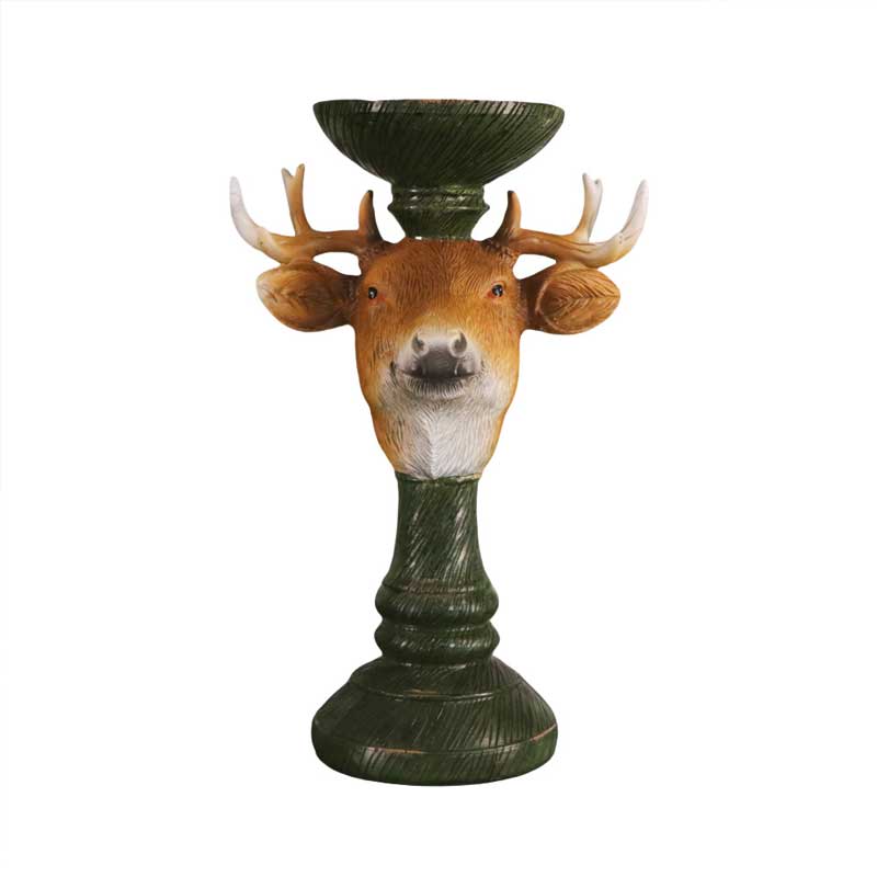 Christmas Reindeer Head Resin Candlestick Holder