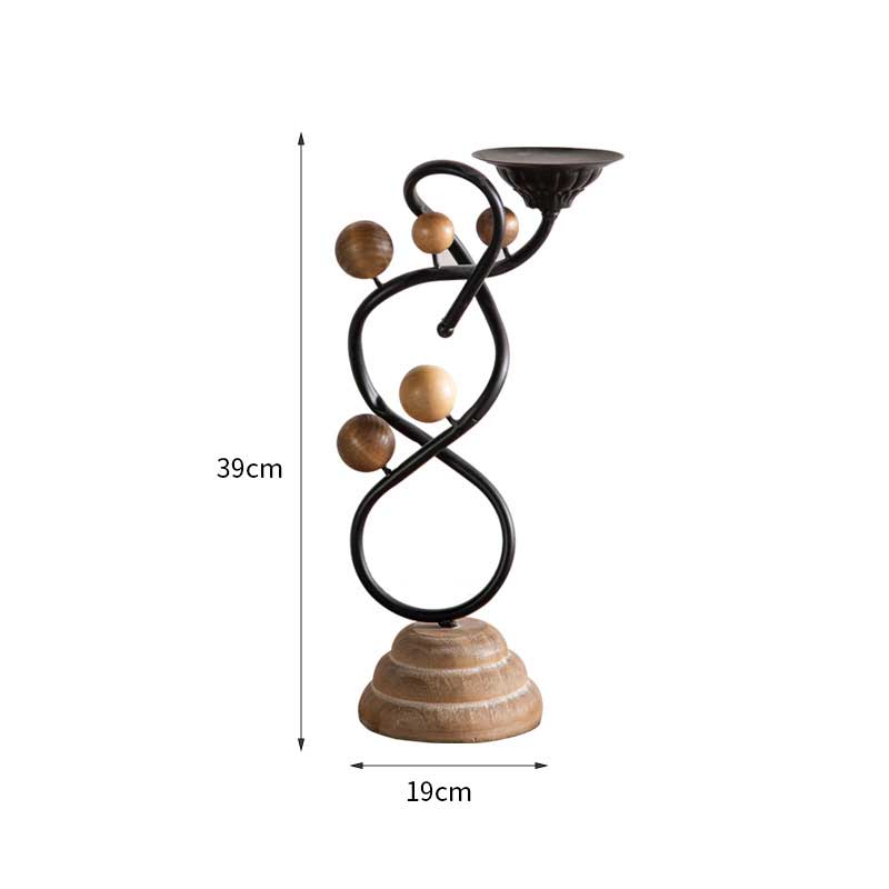 Creative Wood and Iron Candle Holder Style2