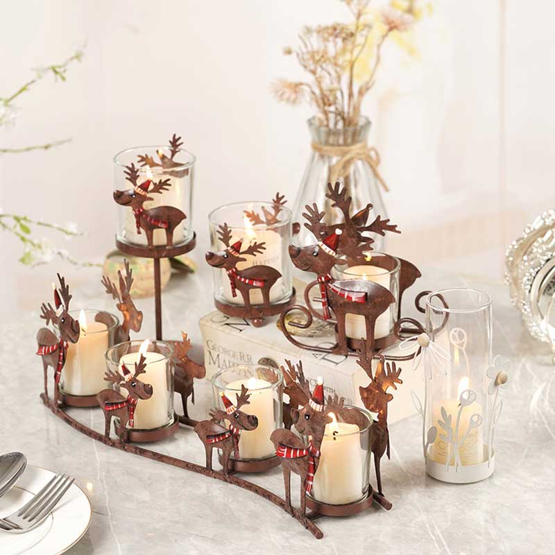 Christmas Themed Wrought Iron Reindeer Candle Holder Series Style:Style1 4