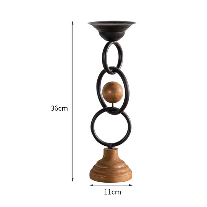 Creative Wood and Iron Candle Holder Style1