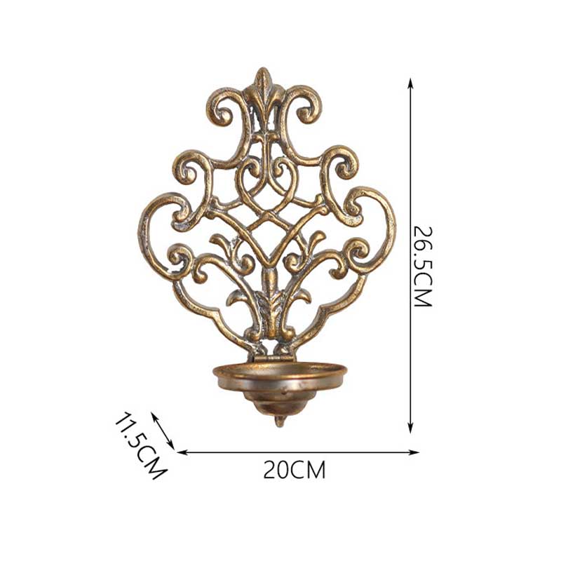 Retro Scrollwork Iron Wall Sconce Candle Holder Color:Golden 1