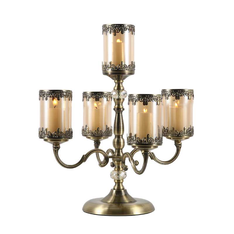 3-Arm/5-Arm European Vintage Iron & Crystal Candelabra