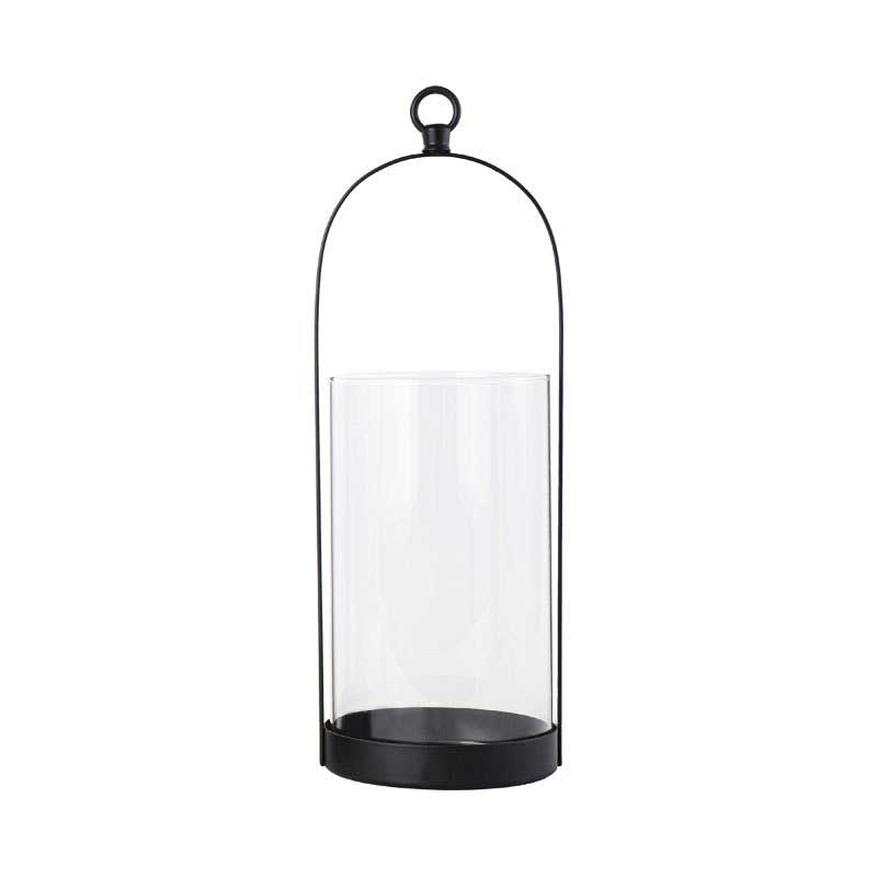 Simple Iron & Glass Hurricane Lantern Candlestick Holder Set of 3 Large