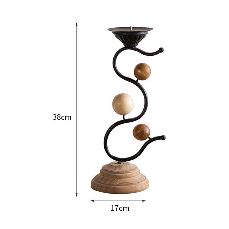Creative Wood and Iron Candle Holder Style4