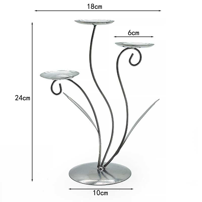 Modern Minimalist Floral Metal Candle Holder Silver1