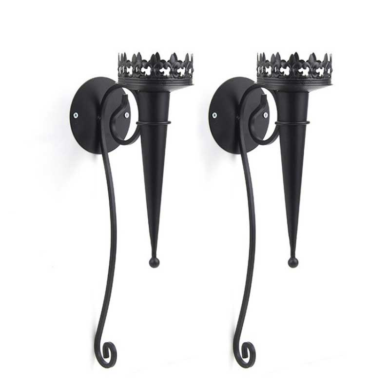 Wall-Mounted Torch Candle Sconces Color:Black 1