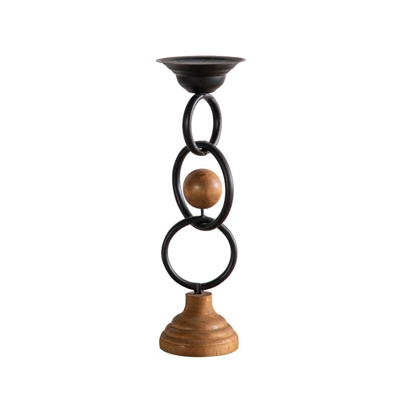 Creative Wood and Iron Candle Holder