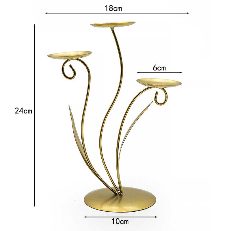 Modern Minimalist Floral Metal Candle Holder Golden2