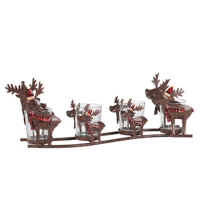 Christmas Themed Wrought Iron Reindeer Candle Holder Series