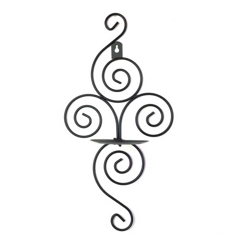 Minimalist Iron Wall-Mounted Candlestick,white/black/ gold Color:Black