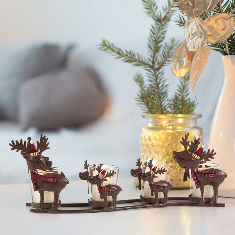 Christmas Themed Wrought Iron Reindeer Candle Holder Series Style:Style1 1