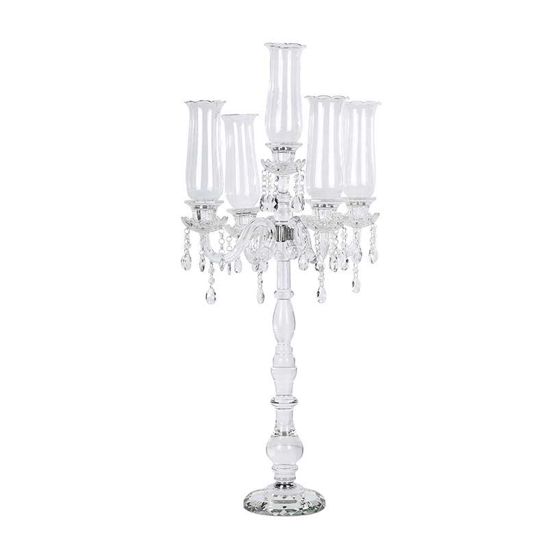 Five-Headed Crystal Candelabra