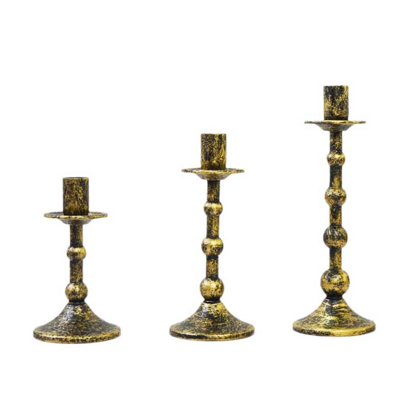 Vintage Distressed Iron Candle Holder Set of 3