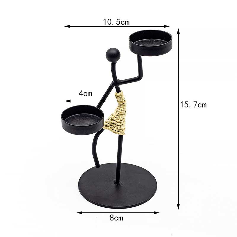 Creative Iron Humanoid Candle Holder / Unique Figurine Decor Style1
