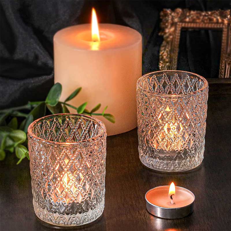 Diamond & Dot Embossed Candle Cup Color:Glass 2