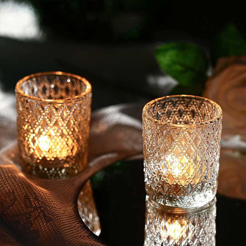 Diamond & Dot Embossed Candle Cup Color:Glass 1