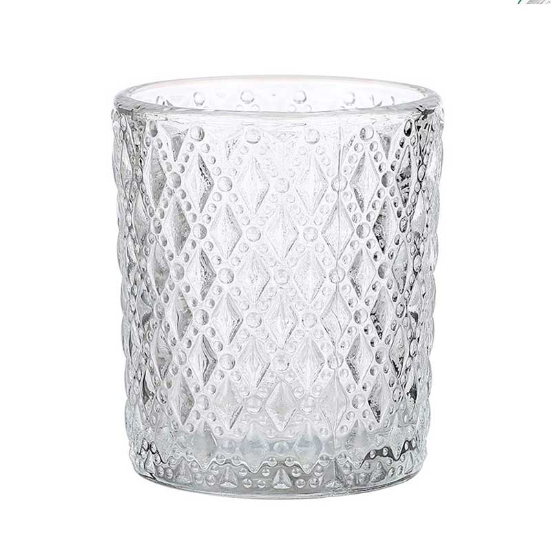 Diamond and Polka Dot Relief Carved Pattern Candlestick