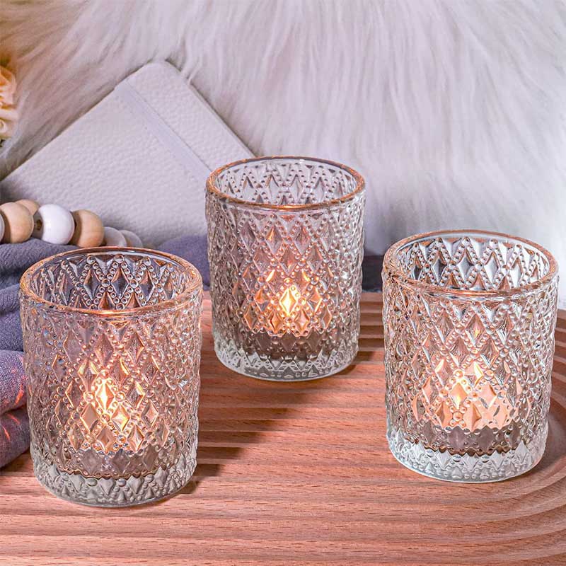 Diamond & Dot Embossed Candle Cup Color:Glass 3