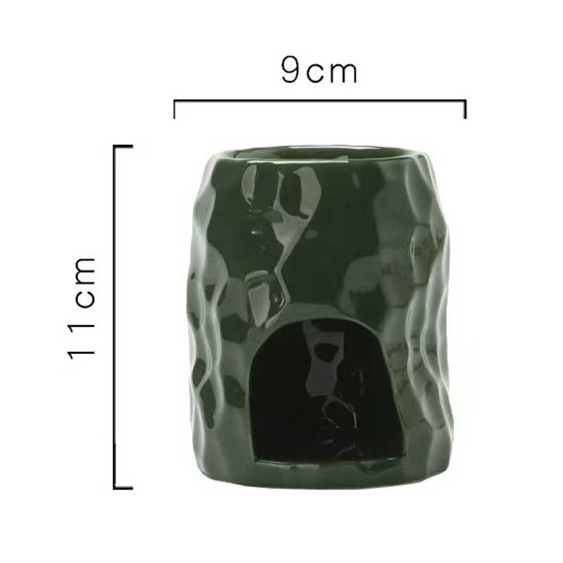 Rock-like Texture Arched Opening Ceramic Aroma Diffuser & Candle Holder Green