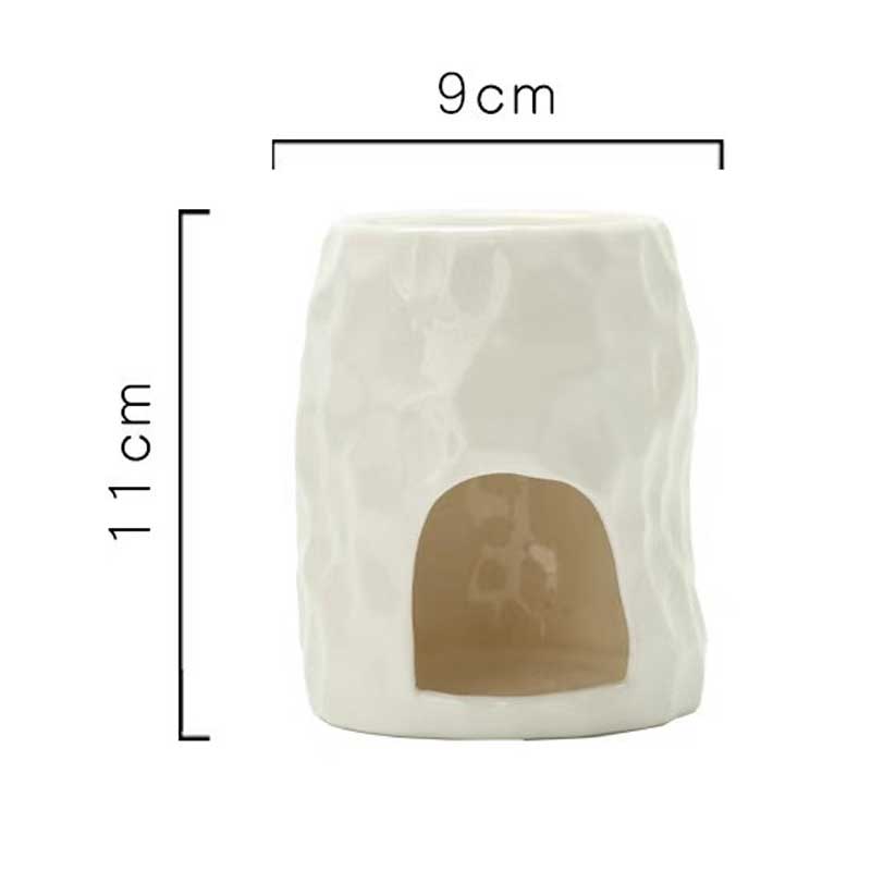 Rock-like Texture Arched Opening Ceramic Aroma Diffuser & Candle Holder White
