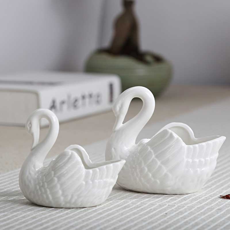 Elegant Swan Ceramic Candle Holder Creative Home Decor Wedding Gift Color:Pink 2
