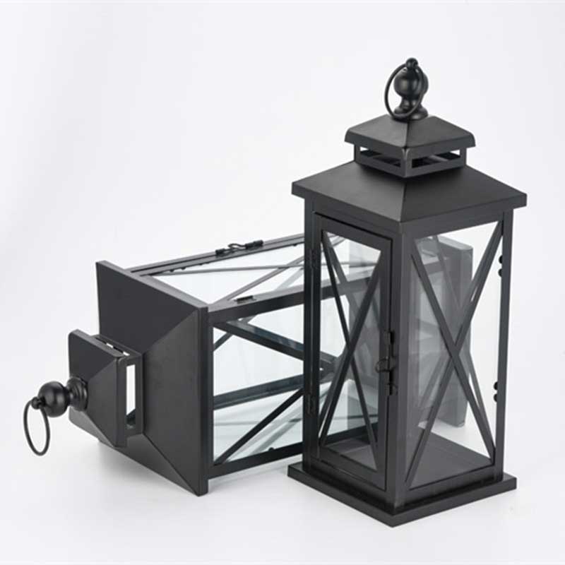 Vintage Iron Criss Cross Floor Square Lantern Size:16*16*40cm 1