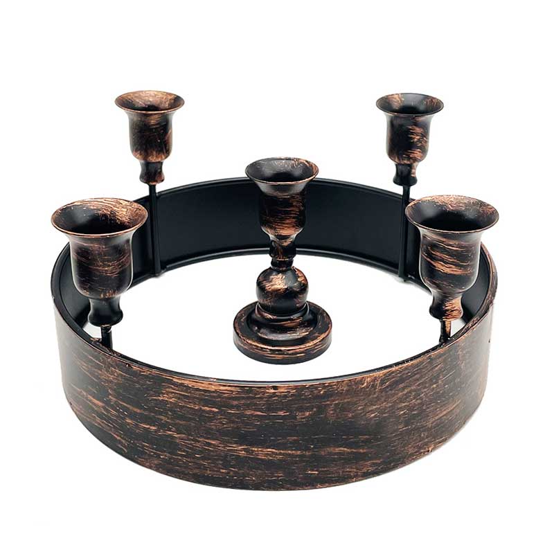 Vintage European Iron Candlestick | Four-Head Round Candle Holder